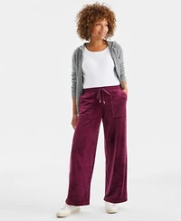 Style Co Womens Wide Leg Velour Lounge Pants Macys Exclusive