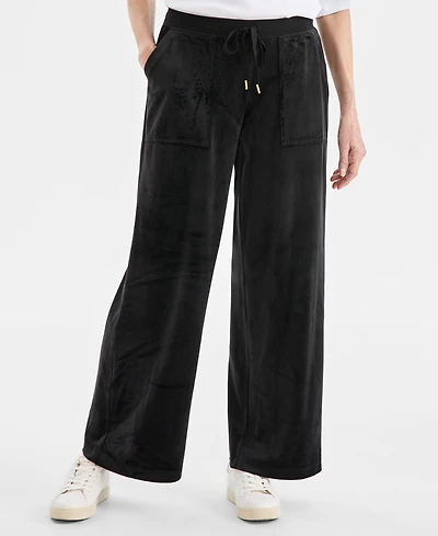Style & Co Women's Wide-Leg Velour Lounge Pants, Macy's Exclusive