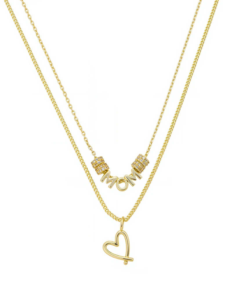Unwritten Cubic Zirconia Mom and Heart Pendant Layered Necklace Set