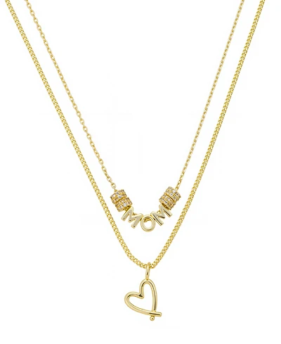 Unwritten Cubic Zirconia Mom and Heart Pendant Layered Necklace Set