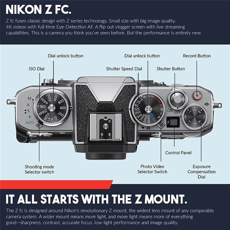 Nikon Z fc Dx-Format Mirrorless Camera with Mount Adapter Ftz, Candisk Pro 64GB, Alpine 120, ProOp Cleaning Kit