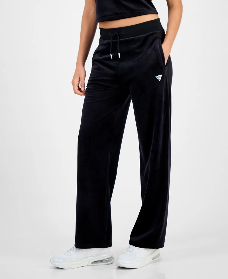 Guess Women's Couture Straight-Leg Velour Pants