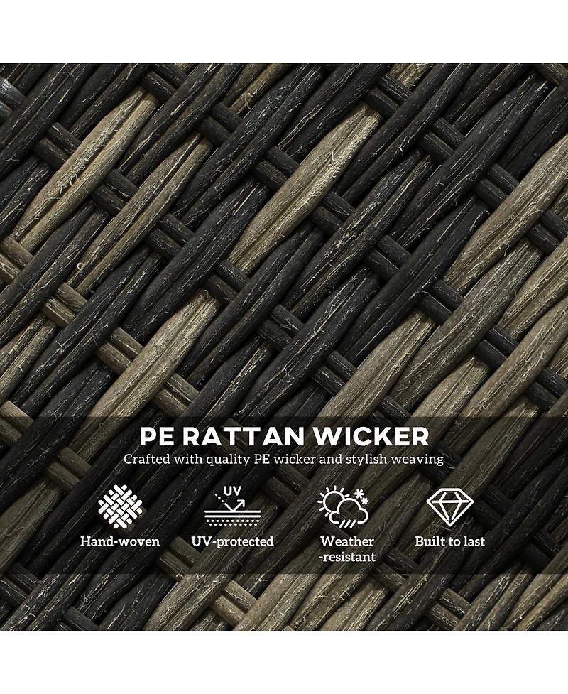 Outsunny 3 Pieces Wicker Bistro Set, Rocking Patio Furniture Set,