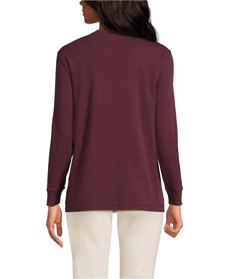 Lands' End Women's Cotton Relaxed Long Sleeve Crew Neck