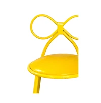 Csp Metal Kids Bow Chair With Yellow Vinyl Seat Cushion, Set Of 4