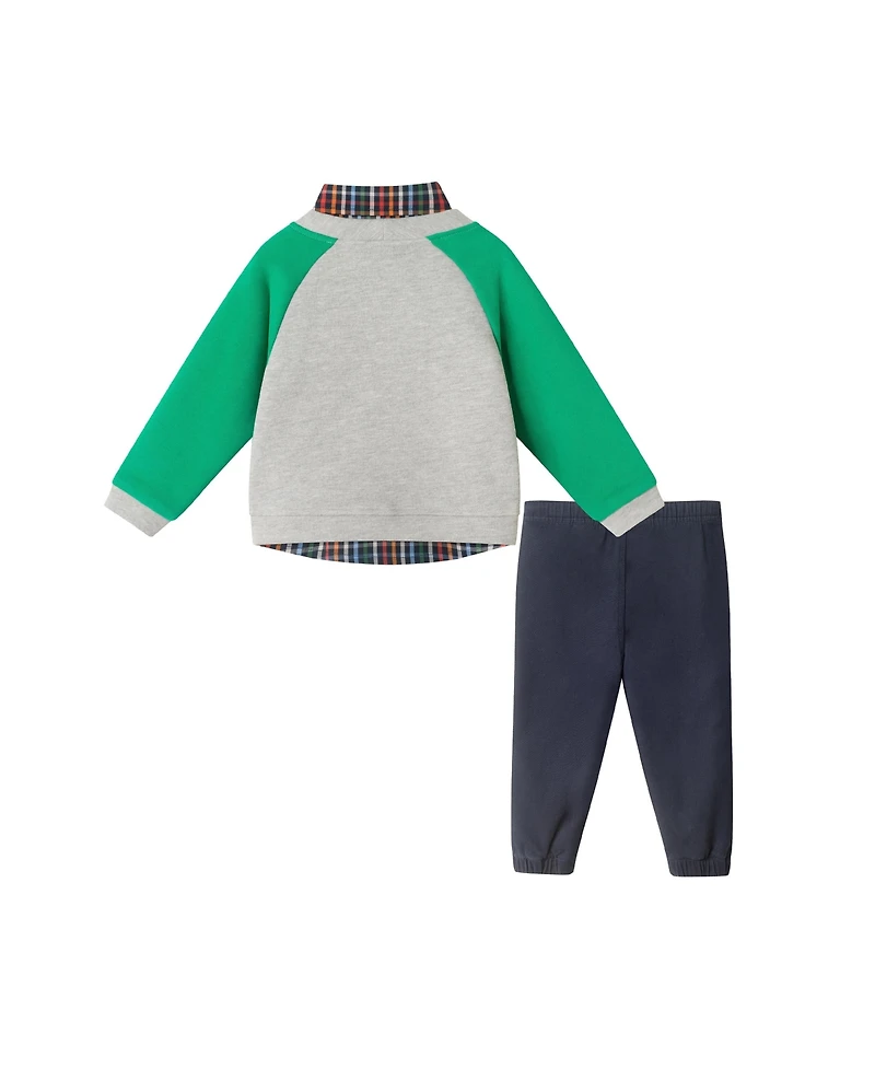 Andy & Evan Baby Boys Grey Cardigan Twill Pant Set