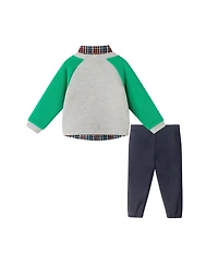 Andy & Evan Baby Boys Grey Cardigan Twill Pant Set