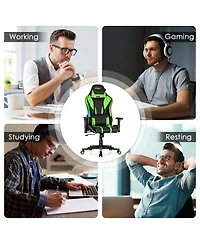 Gymax Gaming Chair Adjustable Swivel Computer w/ Dynamic Led Lights