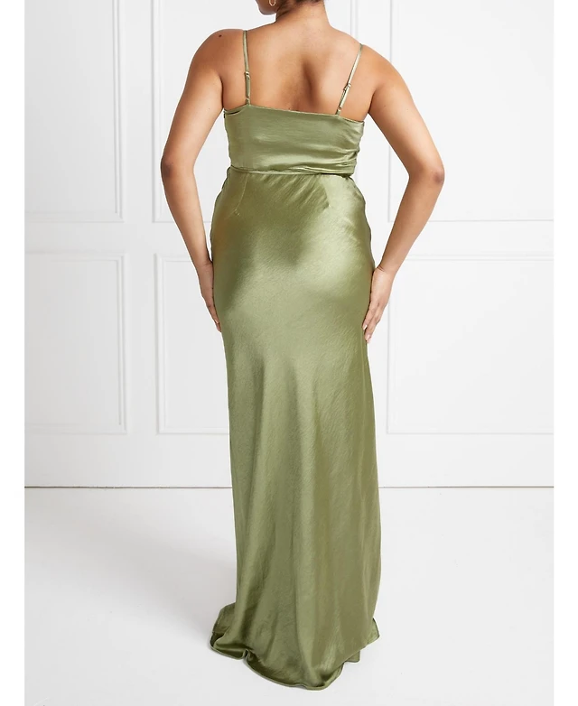 green emerald velvet dress Macy Lace Up Slim Glitter Satin Formal Dress