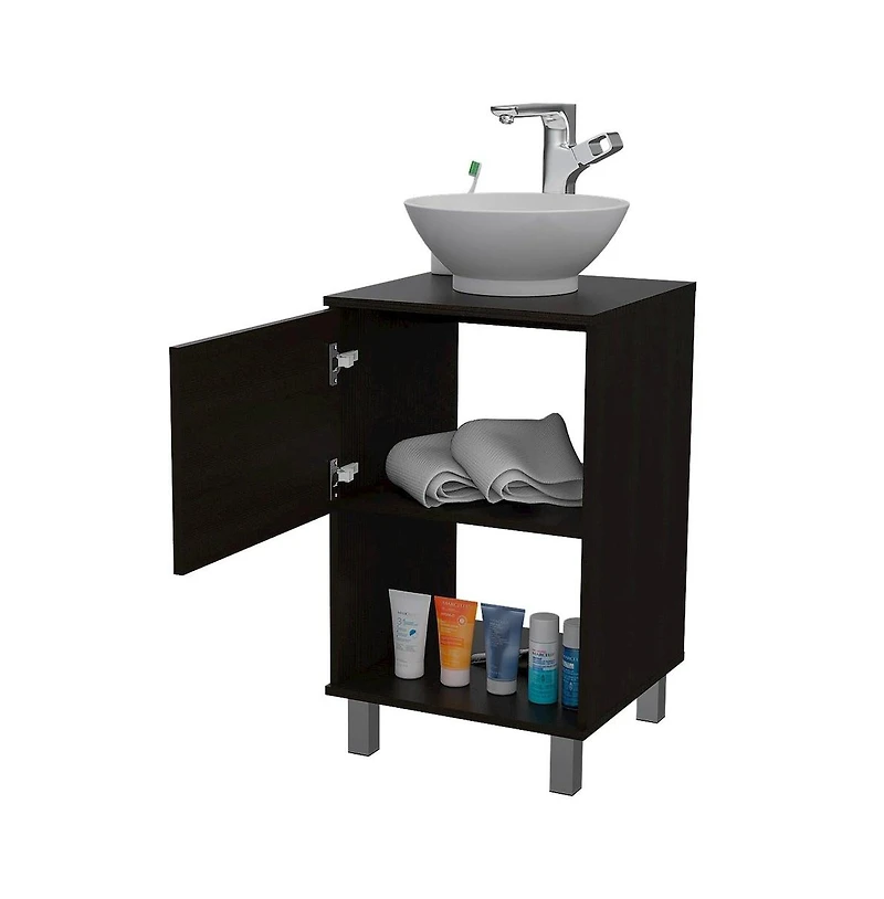 Tuhome Gouda 18"" Bathroom Vanity Black Mdf