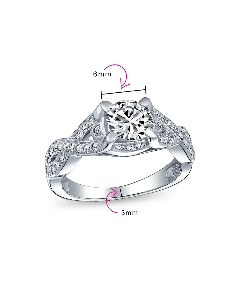 Bling Jewelry 2CTW Round Solitaire Cubic Zirconia Promise Ring Set Cz Pave Filigree Band Sterling Silver