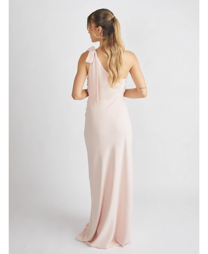 Six Stories Women's Bow One Shoulder Crepe Bridesmaid Dress