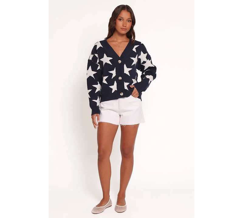 Petal and Pup Women's Sailor Star Knit Cardigan - Navy