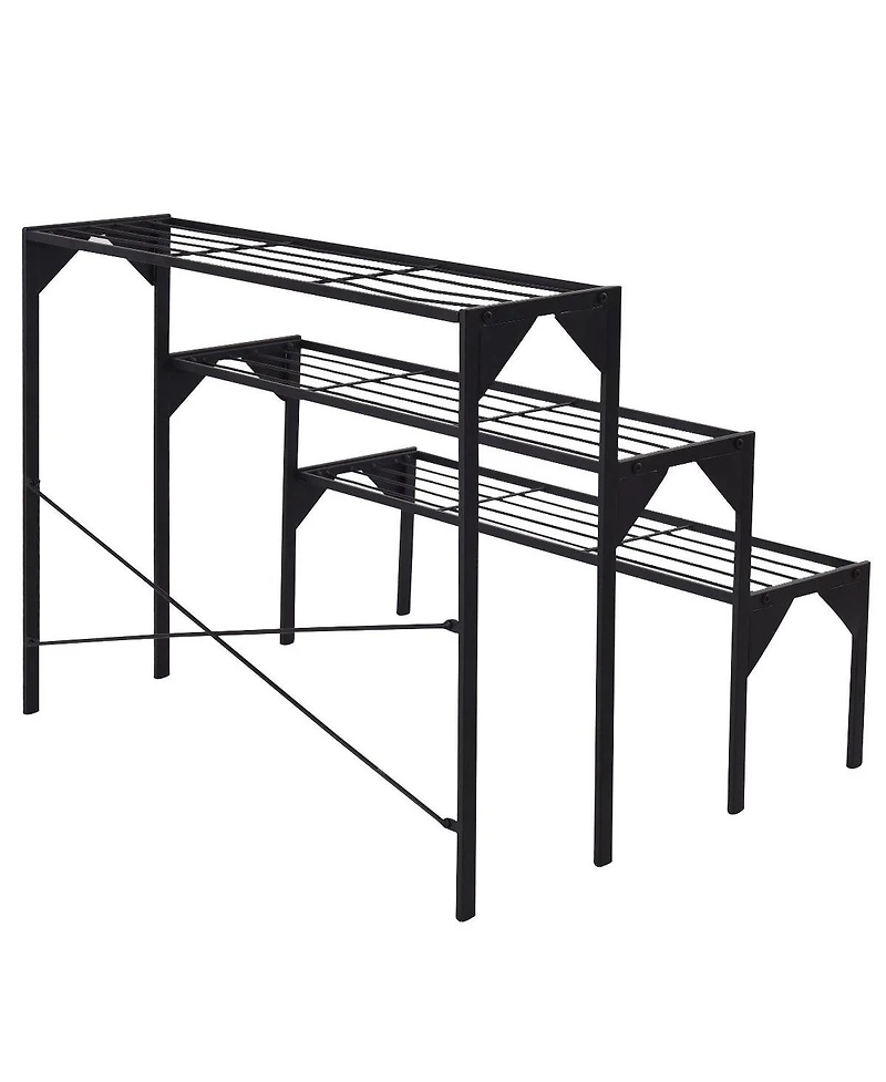 Costway 3 Tier Shelf Flower Plant Display Stand Rack Large Modern Black Metal Heavy Duty