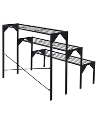 Costway 3 Tier Shelf Flower Plant Display Stand Rack Large Modern Black Metal Heavy Duty