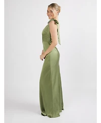 Six Stories Women's Bow One Shoulder Satin Bridesmaid Dress