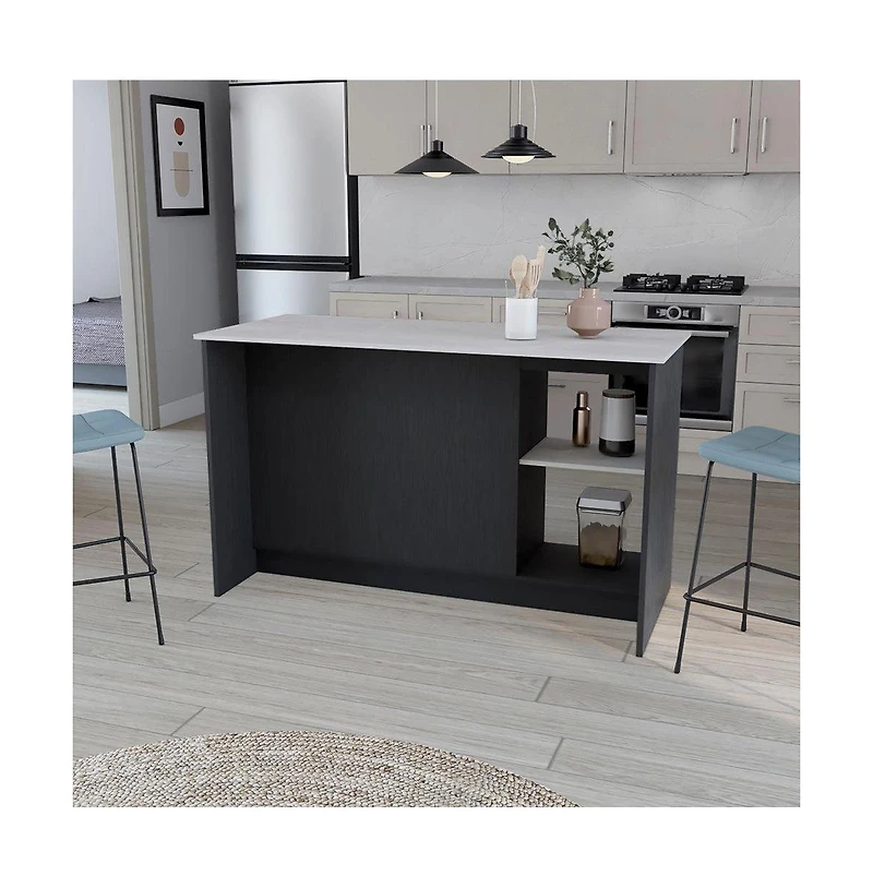 We Have Furniture Kitchen Island Padua, Kitchen, Black / Onyx