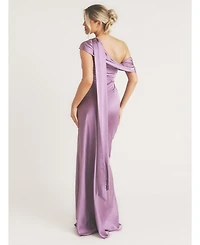 Six Stories Women's One Shoulder Drape Stin Bridesmaid Dress