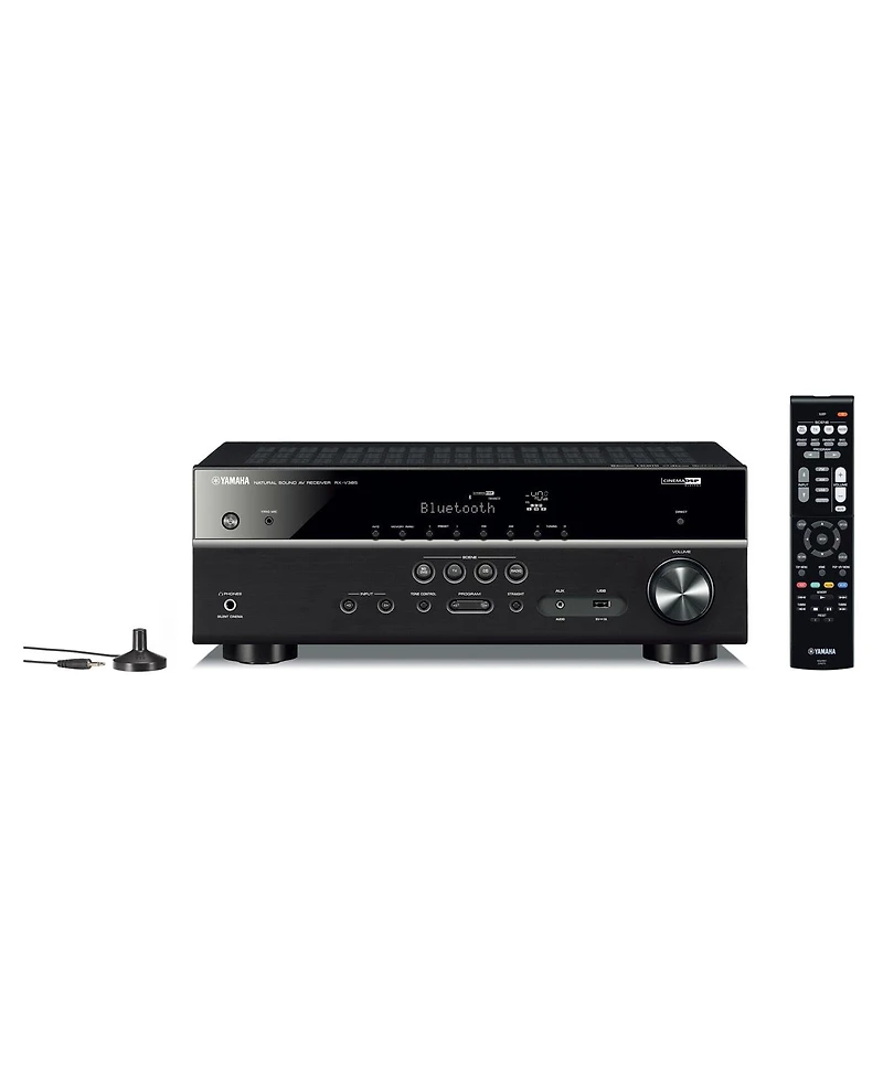 Yamaha Rx-V385BL 5.1 Channel Av Receiver with Sanus Ultra High Speed 8K 6.56 ft. Hdmi 2.1 Cable