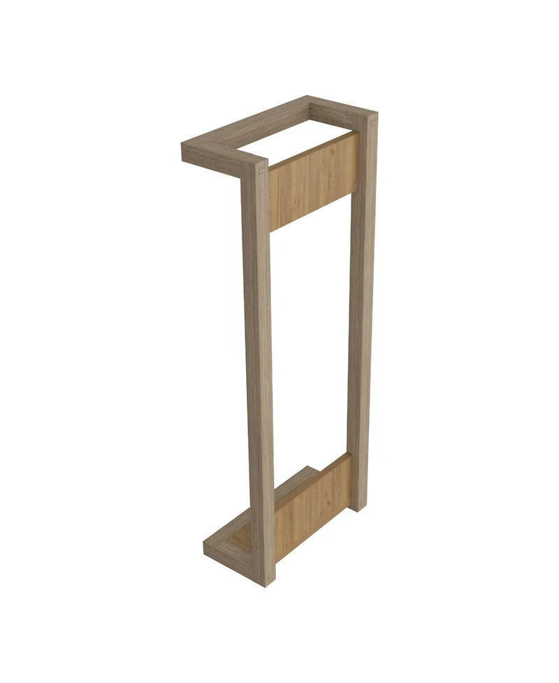 Fm Furniture Washan Towel Rack, wall-mounted design, open vertical frame, integrated lower shelf for folded towels, sturdy and lightweight structure,