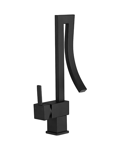 Greenspring Waterfall Unique Design Single Hole Single Handle Bathroom Sink Faucet In Matte Black