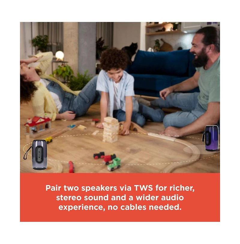 RadioShack Wireless Portable Speaker, 10W, Rgb 360 Lights, Bluetooth 5.1, Waterproof IPX5 with Fm Radio 4001777