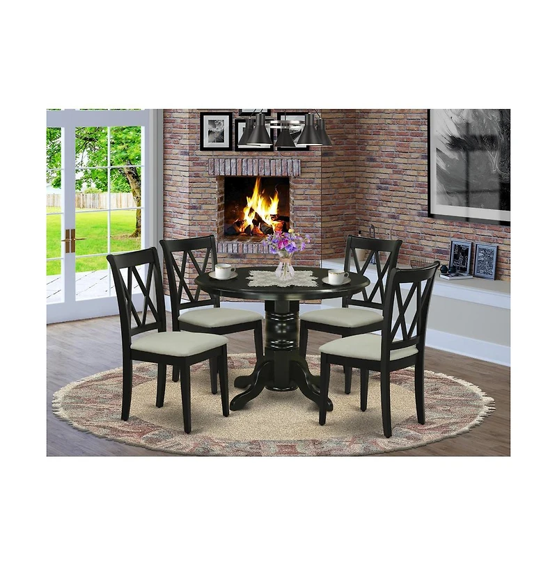 East West Furniture Dining Room Set Black, SHAB5-blk-61