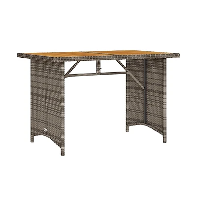 Garden Table Grey Pe rattan, powder-coated steel, solid acacia wood