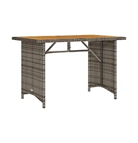 Garden Table Grey Pe rattan, powder-coated steel, solid acacia wood