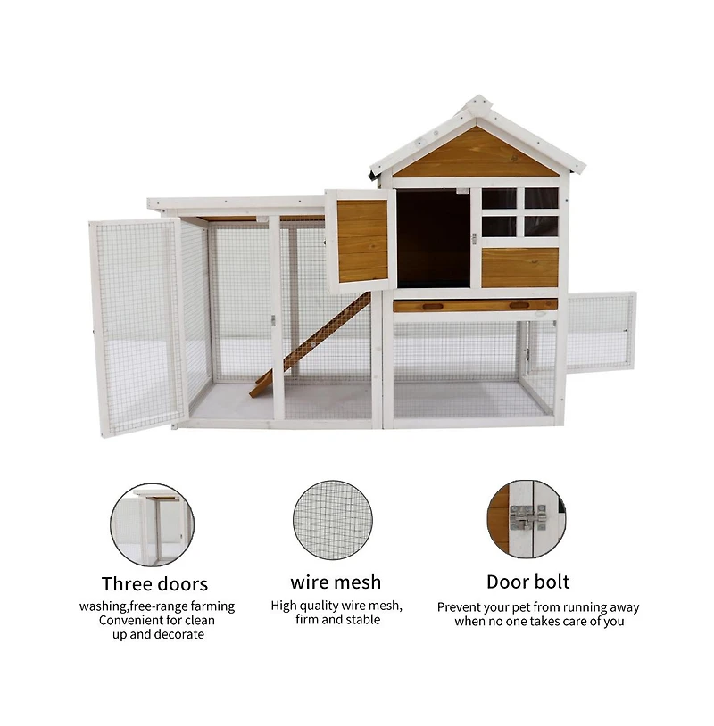 Aostirmotor Outdoor Yellow Wood Pet House with a Deeper Pull Out Tray for Small Animals