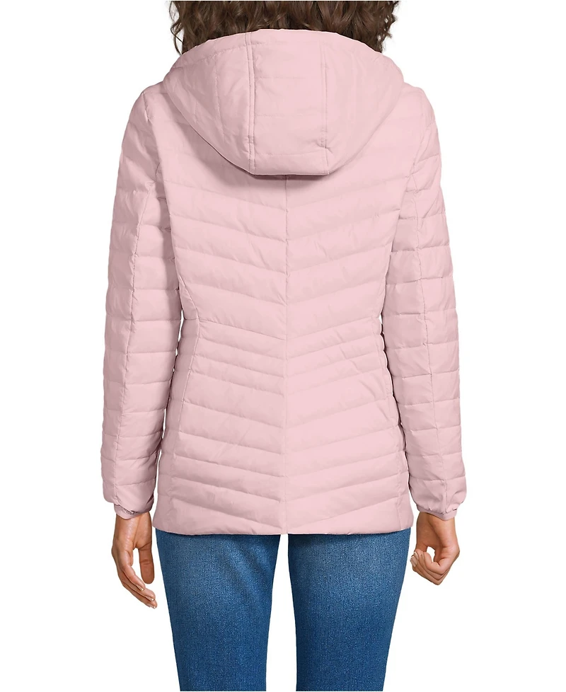 Lands' End Women's Petite Wanderweight Packable Down Hooded Long Jacket