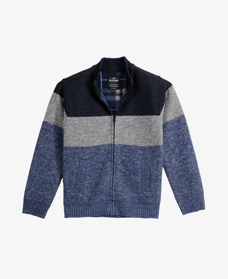 Xray Boys Full Zip Mock Neck Sweater With Fleece Lining