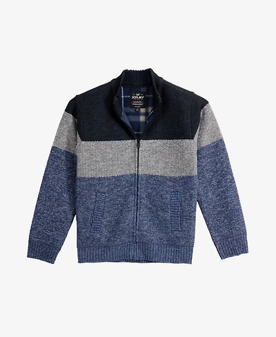 Xray Boys Full Zip Mock Neck Sweater With Fleece Lining