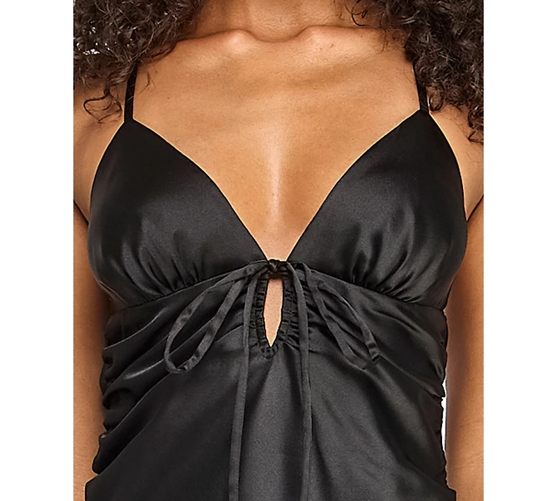 Seni & Cade Juniors Satin Back Tie Long Dress