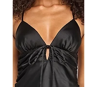 Seni & Cade Juniors Satin Back Tie Long Dress