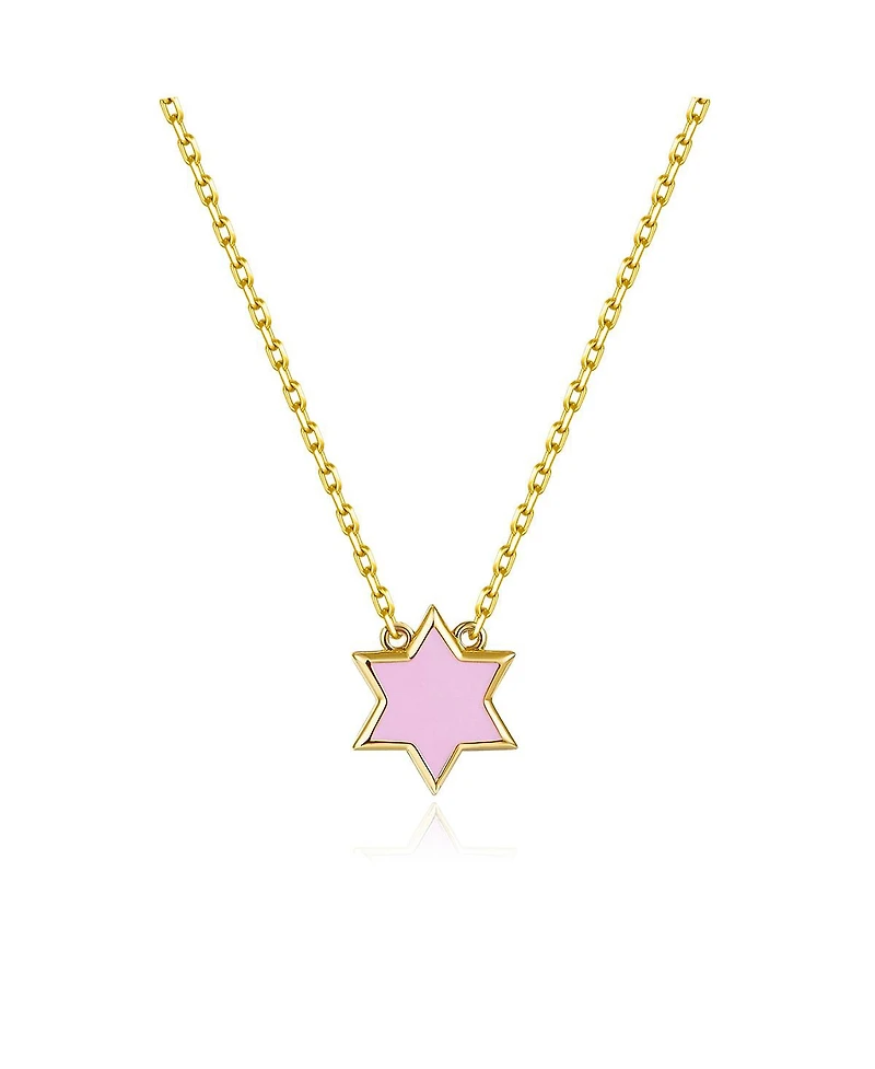 Anna Zuckerman Petit Star of David Necklace in Pink