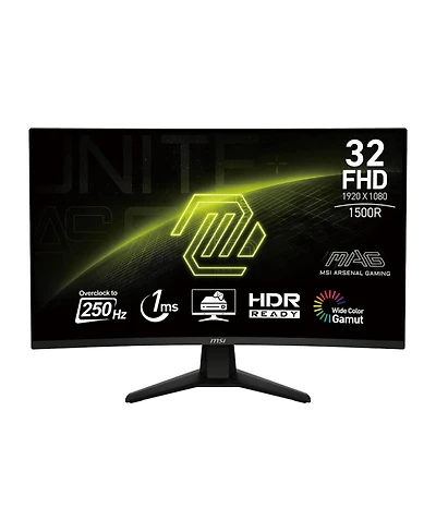 Msi Mag 32C6X 31.5" 16:9 Full Hd 250Hz Curved Va Led Hdr Gaming Monitor, Metallic Black