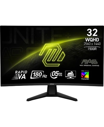 Msi Mag 32CQ6F 31.5" 16:9 Wqhd 180Hz Curved Va Lcd Gaming Monitor, Black