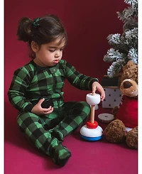 Leveret Baby Footed Cotton Pajamas - Plaid Black and Green - Matching Family Christmas Pajamas