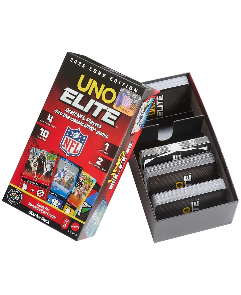 Mattel Uno Elite Nfl Card Game 2025 Core Edition Starter Set
