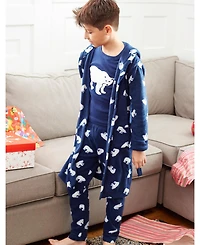 Leveret Kids Cotton Top and Fleece Pants Pajamas, Polar Bear Print, Matching Family Christmas Pajamas