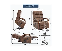 Casainc Power Leatheraire Lift Recliner Chair Dual Motor Infinite Position Up to 350 Lbs with Solid Wood Armrests, Heat Massage and Heavy Duty Motion