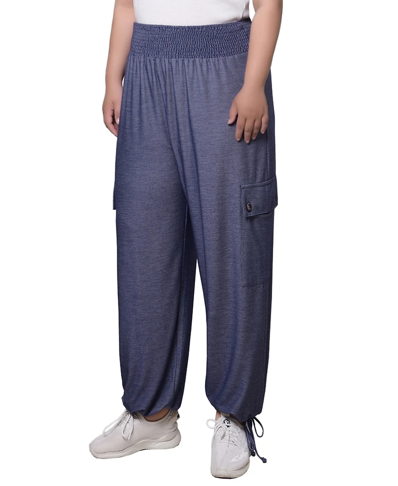 Ny Collection Plus Smocked Waist Harem Pull On Pants