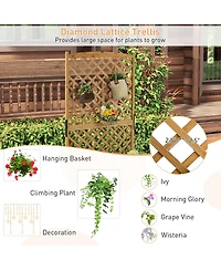 Gymax 71'' Tall Raised Garden Bed Wooden Planter w/ Trellis for Flower Climbing Plant