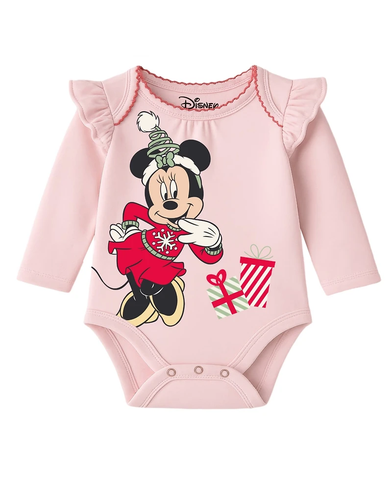 Disney Baby Girls 2-Piece Minnie Mouse Holiday Bodysuit and Skegging Set