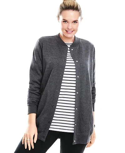Woman Within Plus Fleece Baseball Jacket