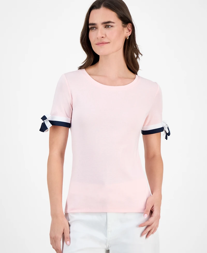 Nautica Jeans Women's Cotton Tie-Sleeve Top
