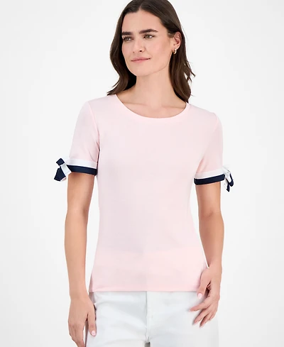 Nautica Jeans Women's Cotton Tie-Sleeve Top