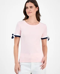 Nautica Jeans Women's Cotton Tie-Sleeve Top