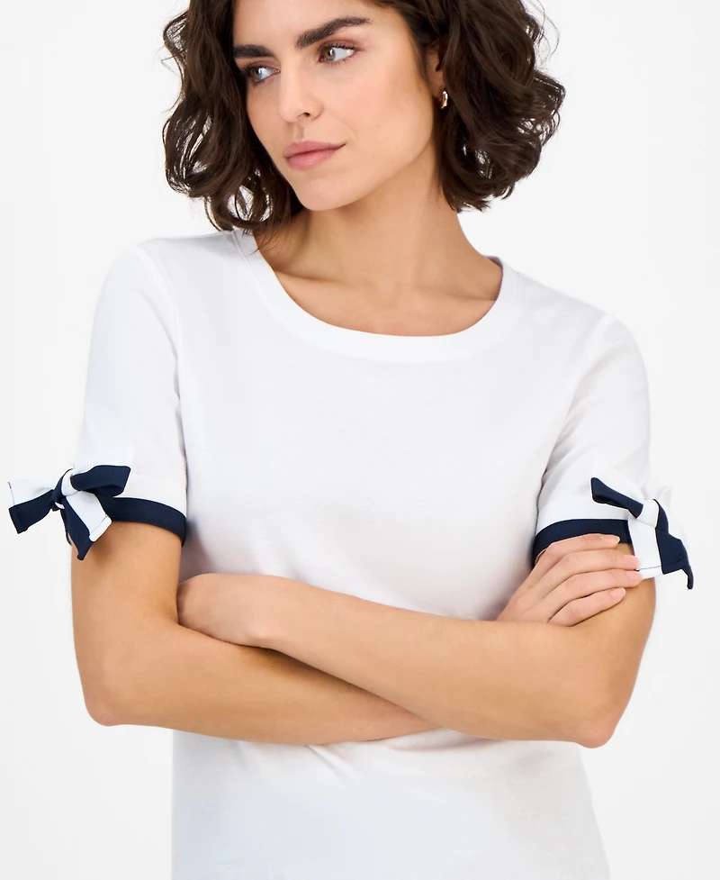 Nautica Jeans Women's Cotton Tie-Sleeve Top